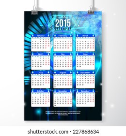 Calendar 2015 year vector design template. Futuristic design
