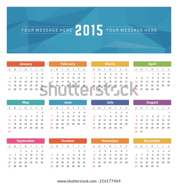 Calendar 15 Year Vector Design Template Stock Vector Royalty Free