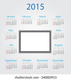 Calendar 2015.Place for your photo.Vector illustration.