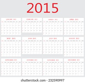 Calendar 2015.Planning calendar.Vector template.