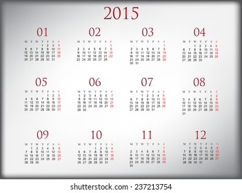 Calendar 2015.Stock vector.