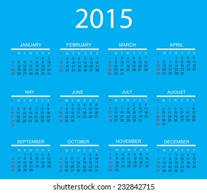 Calendar 2015.Vector illustration.