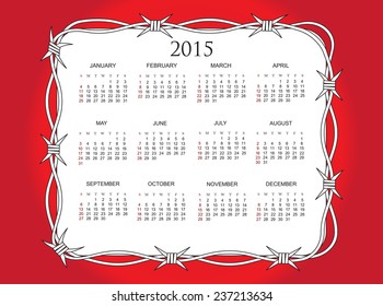 Calendar for 2015.Vector illustration.