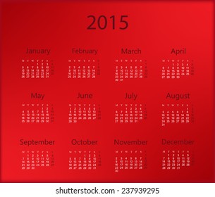 Calendar 2015.Vector illustration.
