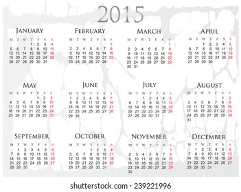 Calendar 2015.Vector illustration.