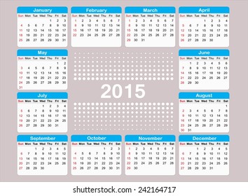 Calendar for 2015.Vector illustration.
