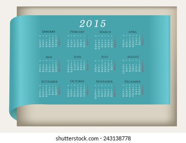 Calendar 2015.Vector illustration.