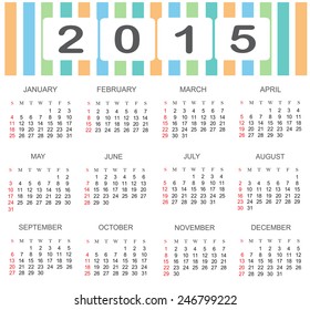 Calendar 2015.Vector illustration.