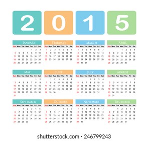 Calendar 2015.Vector illustration.