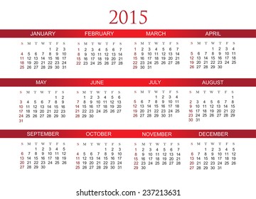 Calendar 2015.Vector template.