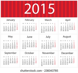 Calendar 2015.Vector template.