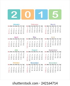 Calendar 2015.Vector template.