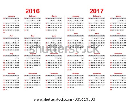 calendar for 2016 -  2017 years vector illustration