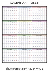 Calendar for 2016