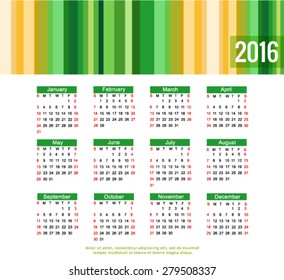 calendar 2016