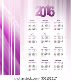 calendar 2016