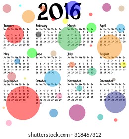 calendar 2016