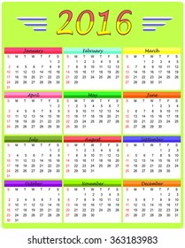 Calendar 2016