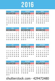 Calendar 2016