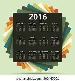 Calendar 2016 with Abstract 3D Geometrical background