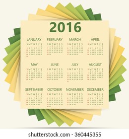 Calendar 2016 with Abstract 3D Geometrical background