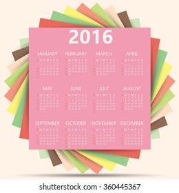 Calendar 2016 with Abstract 3D Geometrical background