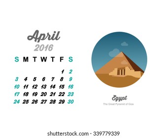 Calendar 2016 April