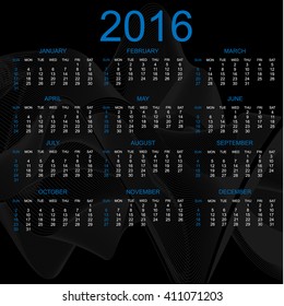 CALENDAR 2016  BLACK