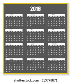 Calendar 2016 chalk on a blackboard with shadow