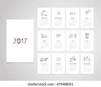 calendar 2016 with color icons