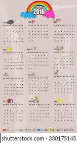Calendar 2016 / 2016 calendar design / 2016 calendar vertical - week starts with sunday