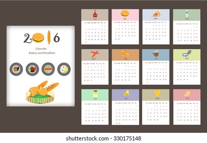 Calendar 2016 / 2016 calendar design / 2016 calendar vertical - week starts with sunday