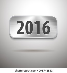 Calendar 2016 digits on brushed metal tablet. Vector illustration