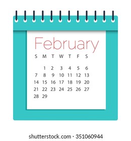 Calendar 2016  February month vector design template Eps10.