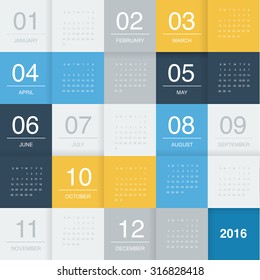 Calendar 2016 - flat design color