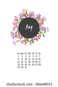 Calendar for 2016 with flowers arabis for your design