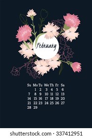 Calendar for 2016 with flowers carnation for your design
