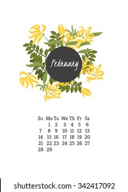 Calendar for 2016 with flowers ylang-ylang for your design