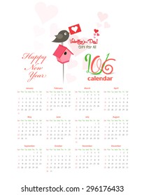 Calendar 2016 with  gardens and animals ground round