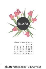 Calendar for 2016 with iris flowers for your design
