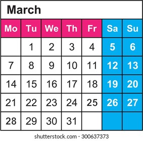 A Calendar of 2016 isolated from the background