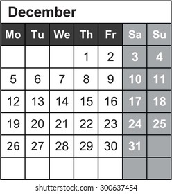 A Calendar of 2016 isolated from the background