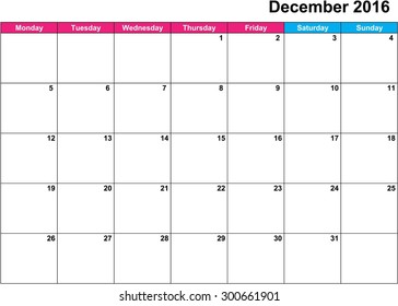 A Calendar of 2016 isolated from the background