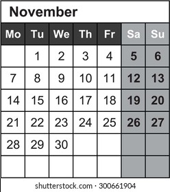 A Calendar of 2016 isolated from the background