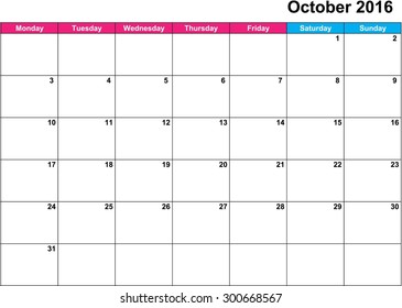 A Calendar of 2016 isolated from the background