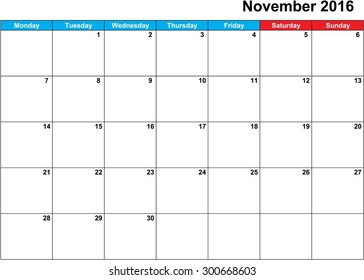 A Calendar of 2016 isolated from the background