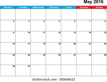 A Calendar of 2016 isolated from the background