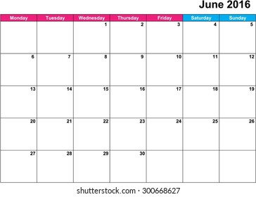A Calendar of 2016 isolated from the background