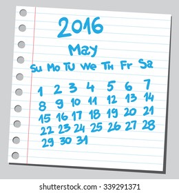 Calendar 2016 may (sketch style) 