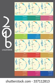 calendar 2016 monkey shape figure and ground concept all month